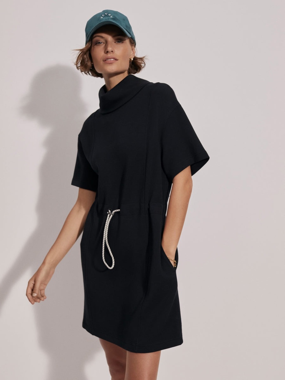 Varley Sophie Mini Dress Black Turtleneck | S